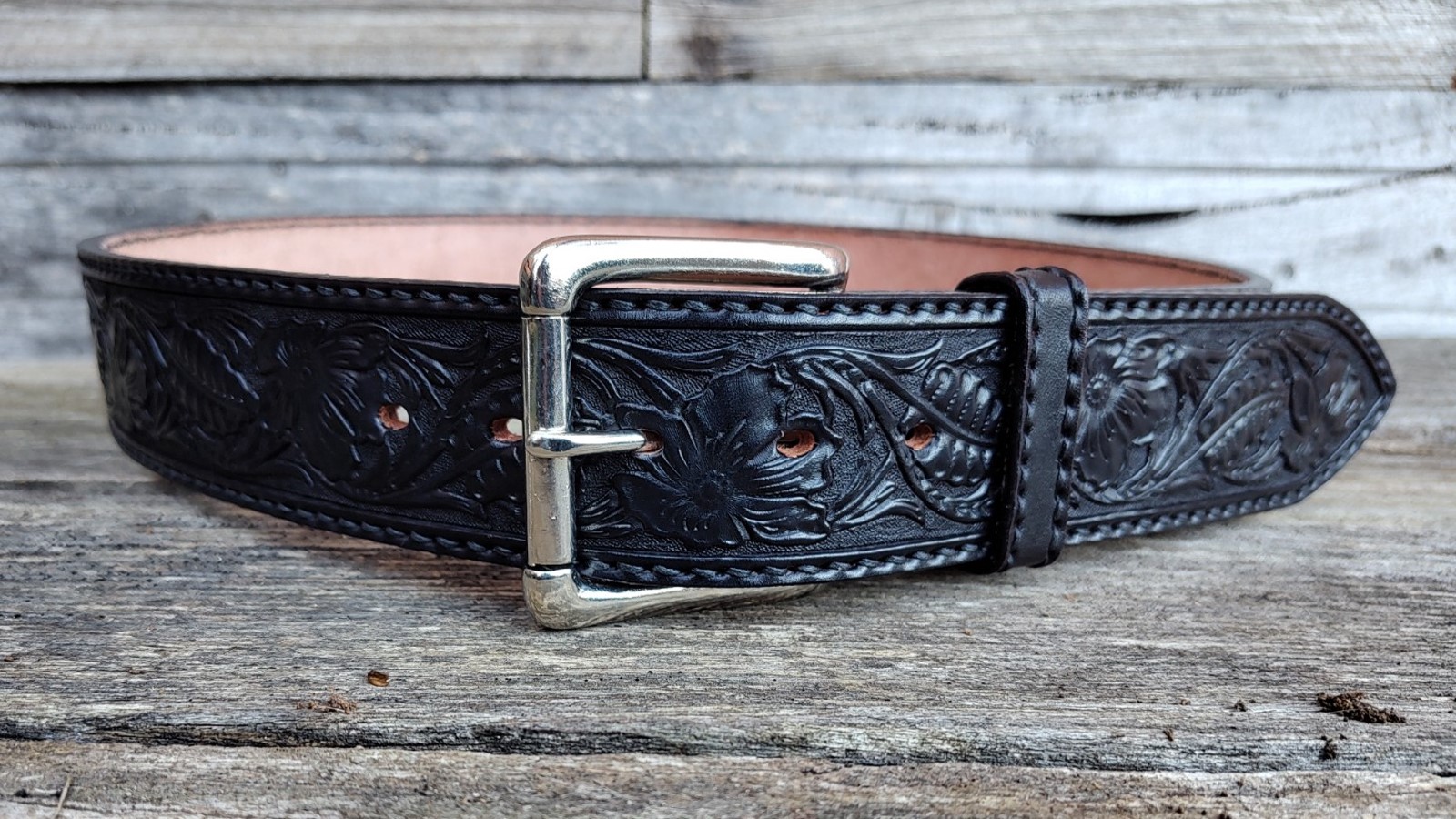 Men’s 2 inch Wide Leather Belt Hand Carved, Tooled & Saddle Stitched ...