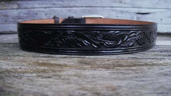 Men’s 2 inch Wide Hand Carved & Tooled Leaf Pattern Leather Belt ...