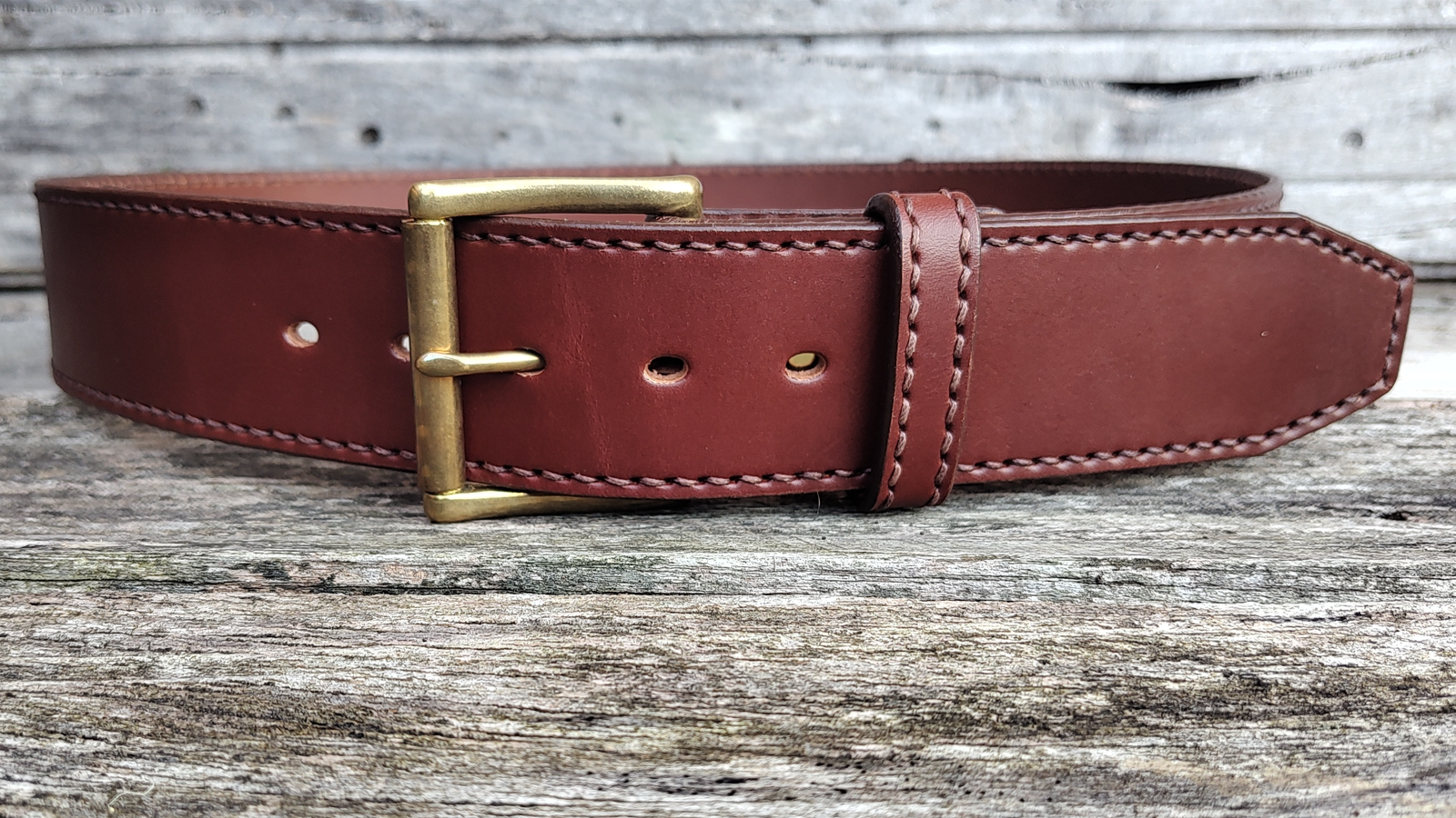 Men s 2 Inch Wide Leather Belt Hand Saddle Stitched In Cognac With 