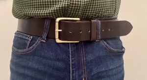 Men's 2 Inch Wide Leather Belt, Extra Heavy in Dark Chestnut